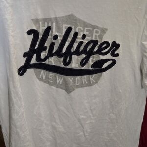 Tommy Hilfiger Mens White Graphic T-Shirt New York Shield Logo Medium